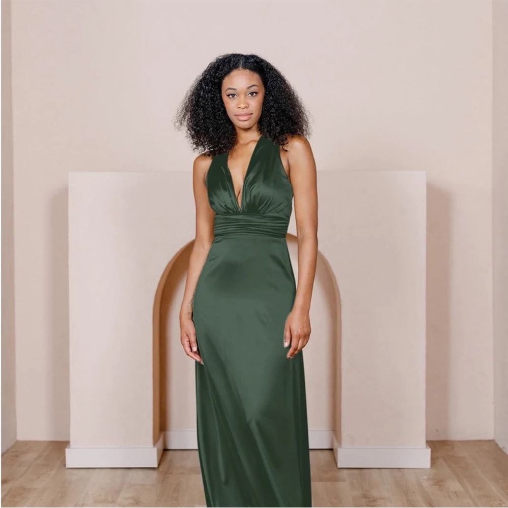 Revelry Satin Dark Olive Dress